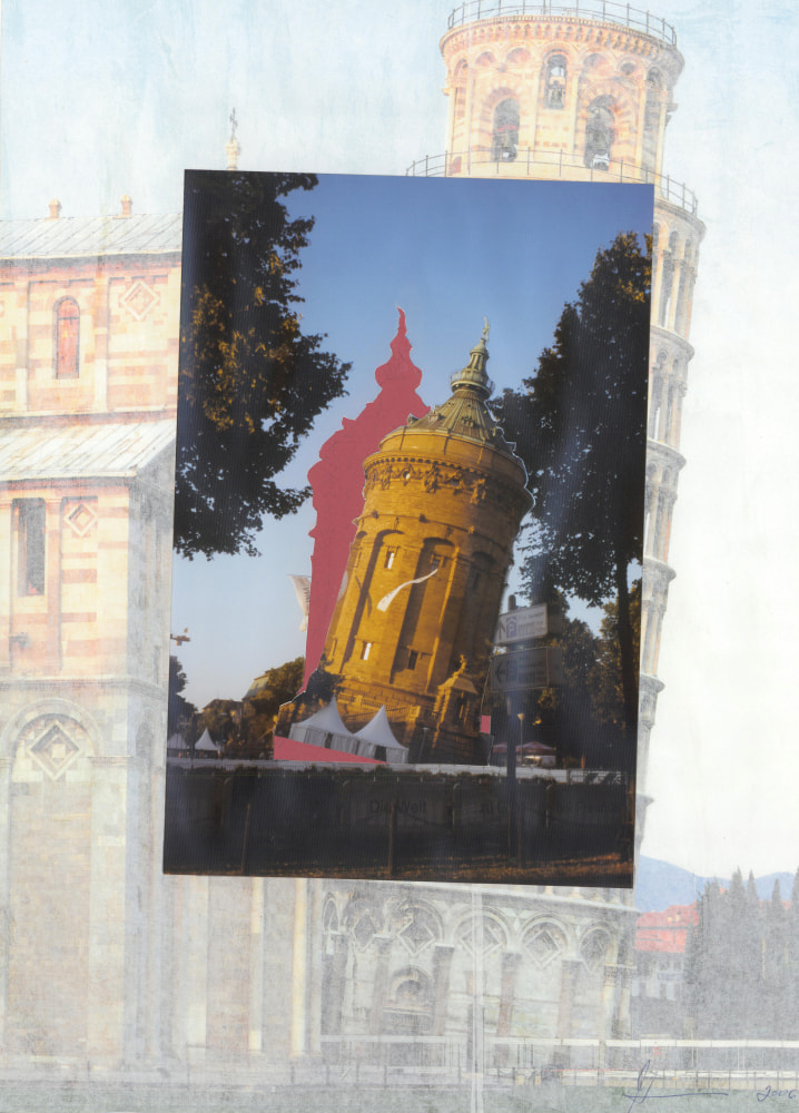 KIKE Collagen - Der schiefe Turm zu Mannheim